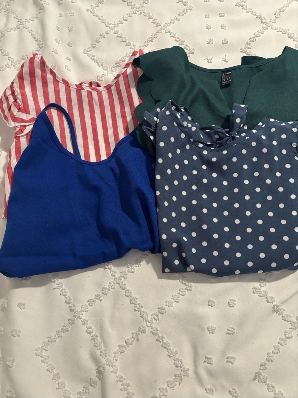 SHEIN Blue, Green, Red & White Mixed Camisole Set